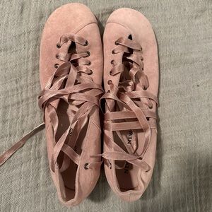 Leather Funky Ballet lace up styled shoes